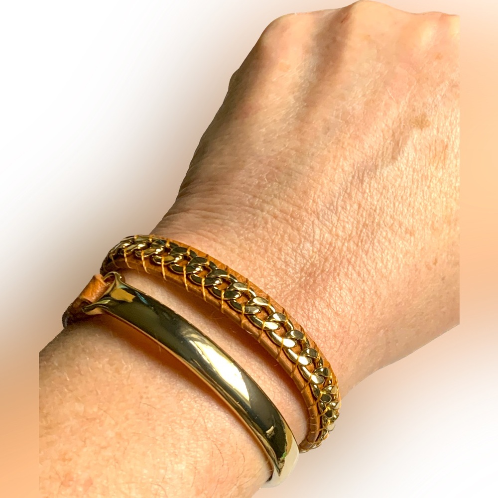 🐍Soft Faux Brown Leather Adjustable Wrap Bracelet with Gold Tone by ViVl
